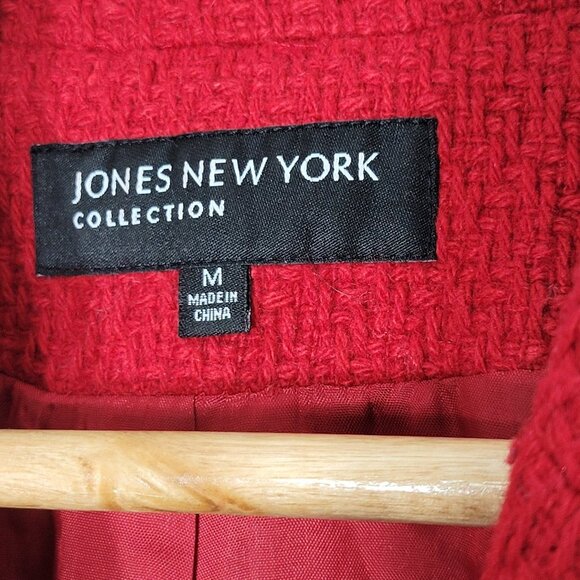 Jones New York Classic Wool Blend Red Woven Business Casual Jacket Blazer Sz Med - Picture 5 of 10